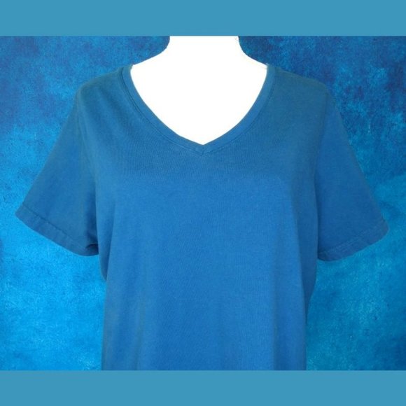 Woman Within Woman Within Teal V Neck Tee 18/20 L - Picture 3 of 8